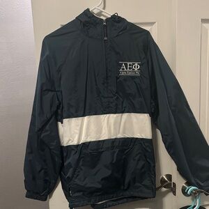 Charles River Apparel Dark Green and White Raincoat AEPHI